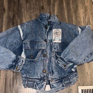 vintage Ernesto acid wash denim bomber jacket circa 1980: